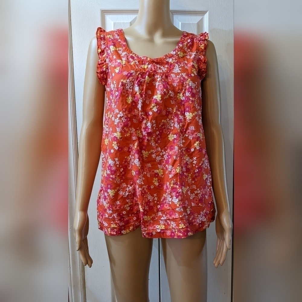 Pre-owned Kim Rogers sleeveless flowered shirt size small, TC